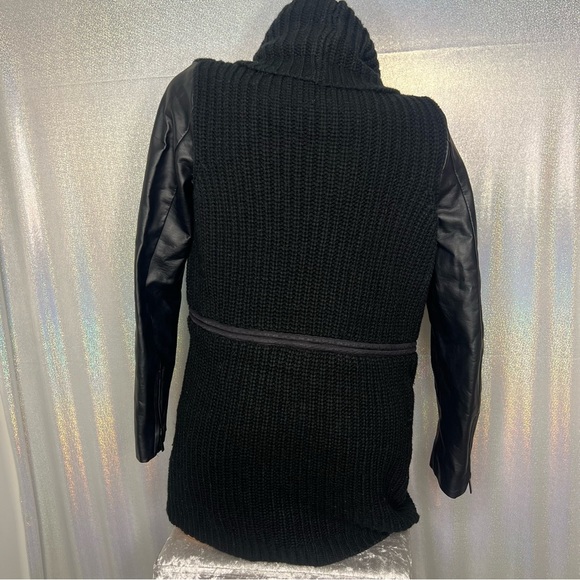 John + Jenn coat jacket cardigan multi style zipper black leather look sleeve - Picture 2 of 5